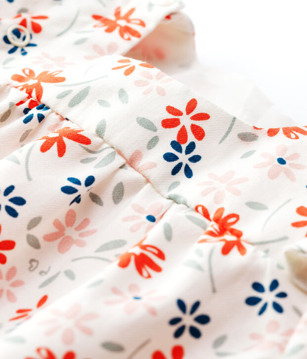 Robe &agrave; fleurs b&eacute;b&eacute; fille twill en coton biologique blanc/multicouleur